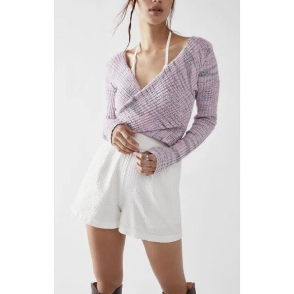 Free People Tops - Free People Brooke Wrap Top Lilac Fog Combo, Size XS